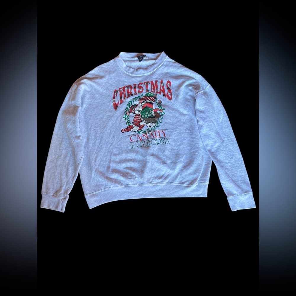 ✨Grey vintage Christmas crewneck sweatshirt with Santa Claus design✨